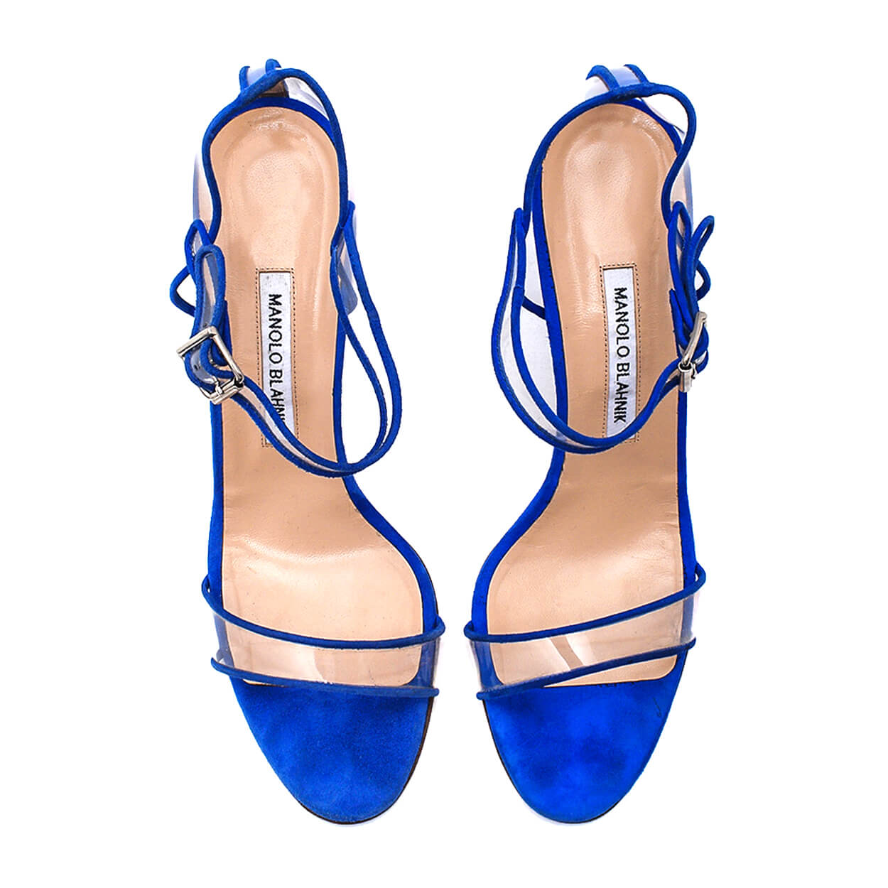 Manolo Blahnik - Fersen Saks Blue PVC Suede Sandals 40